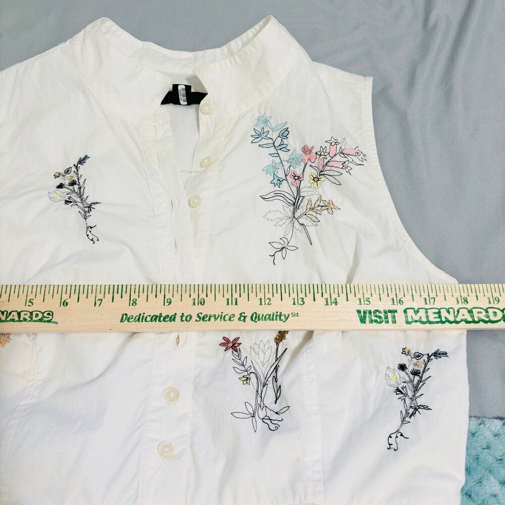 J.Crew Madison White Cotton-Poplin Floral Embroidered Dress Sz 10 Flare Skirt - Picture 9 of 12